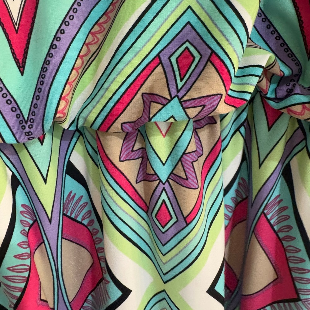 Maggy London Colorful Y2K Geometric Halter Drop Waist Dress - Picture 4 of 7
